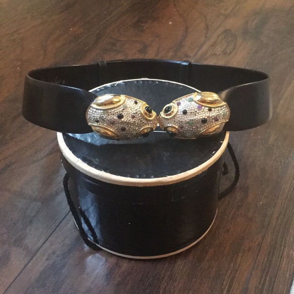 Judith Leiber diamond studded frog belt